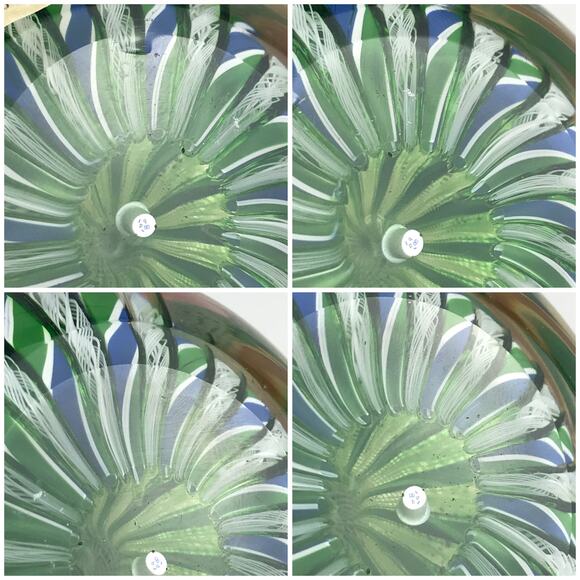 Perthshire 1981F Yellow Lampwork Flower Crown Latticinio Twist Facet Paperweight - Picture 10 of 14